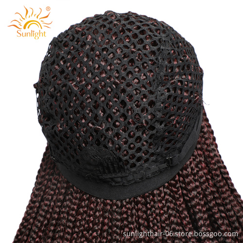 Sunlight Lace Vendors Synthetic ombre hair Front Frontal Closure High Temperature Braiding hair Braided Wigs For Black Women